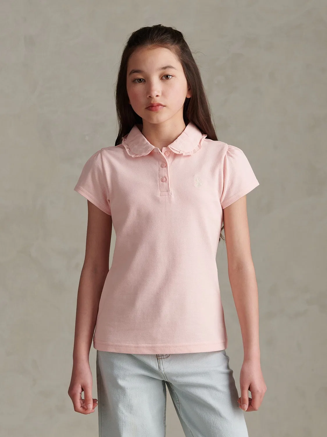 Поло с оборкой U.S. Polo Assn, розовый