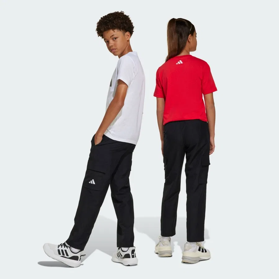 Штаны карго спортивные JC9388 Essentials Climacool Cargo Pants Kids adidas, Черно-белый — фото 3