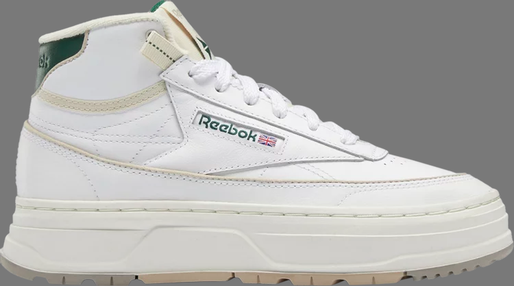 Кроссовки wmns club c geo mid 'white dark green' Reebok, белый - фото