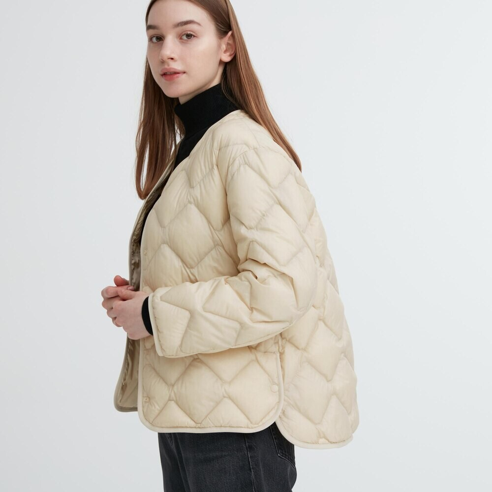 

Стеганная куртка Uniqlo легкая, 30 кремовый