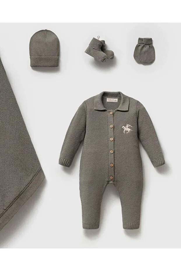 Детский комплект для новорожденных с вышивкой Ciritli horse Mert Baby, Khaki — фото 4