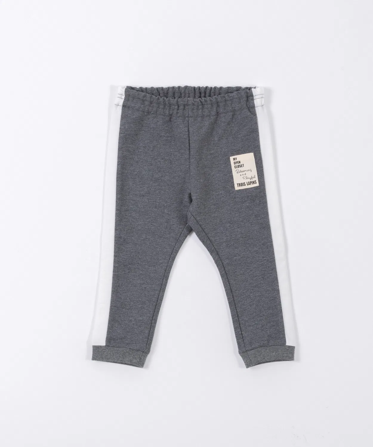 Детские брюки с боковыми лампасами из футера с эластаном, модель TC, trois lapins kp, Charcoal Grey