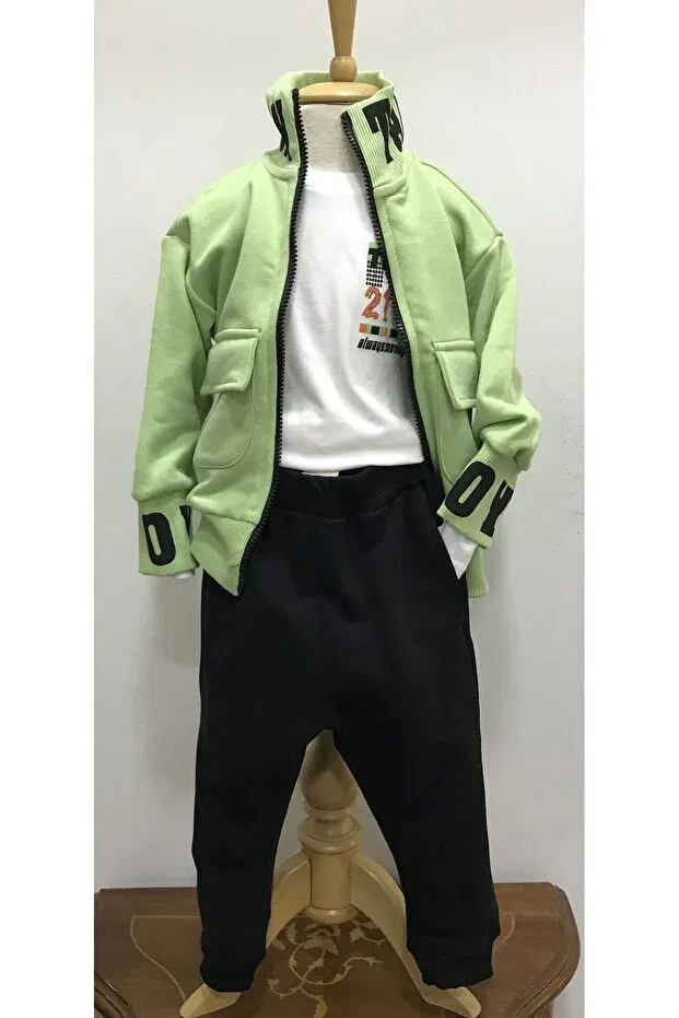 Детский спортивный костюм для мальчиков с принтом Çikoby, Green-Black