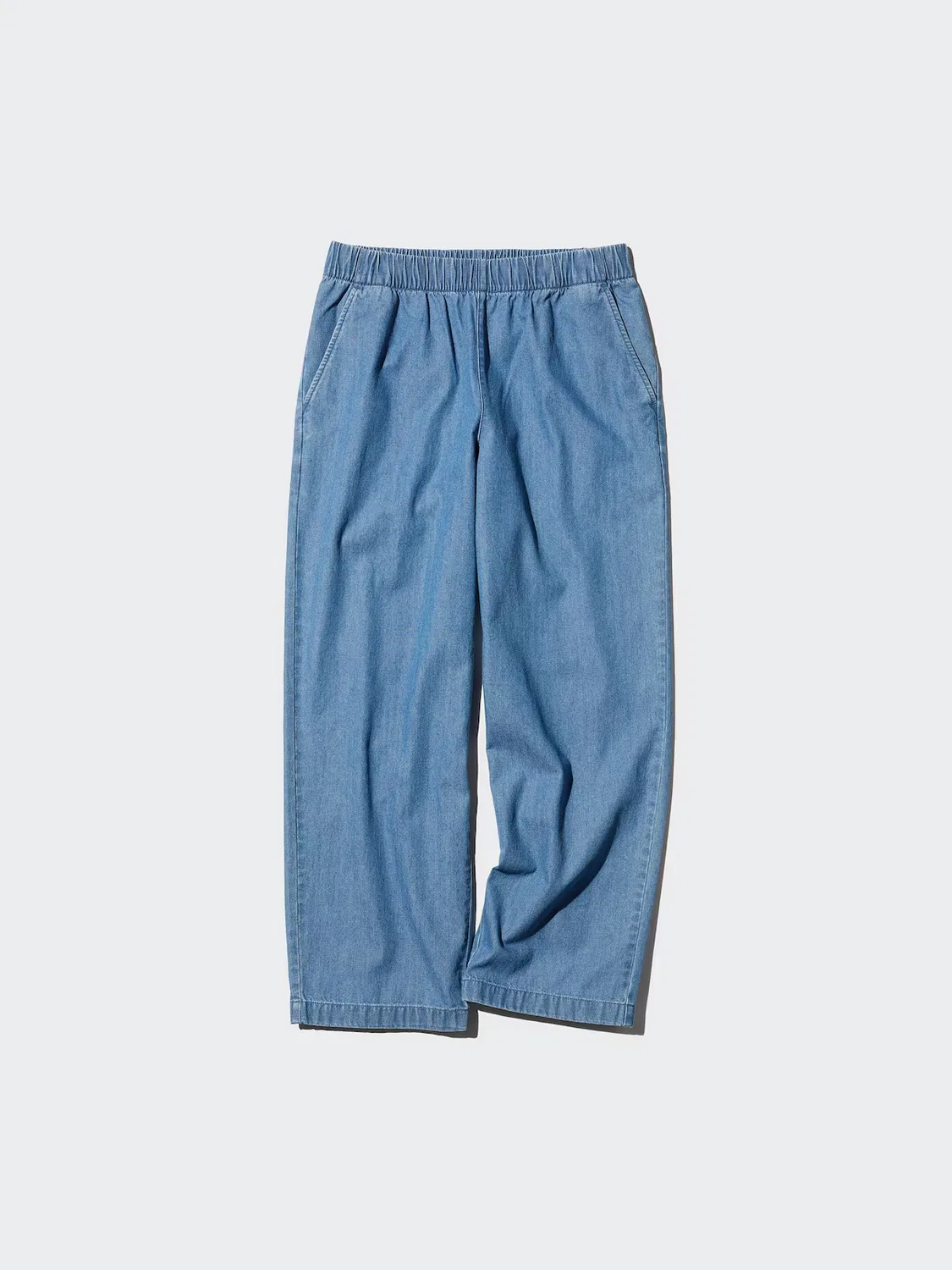 Брюки Uniqlo, свободные хлопковые джинсы до щиколотки, синие