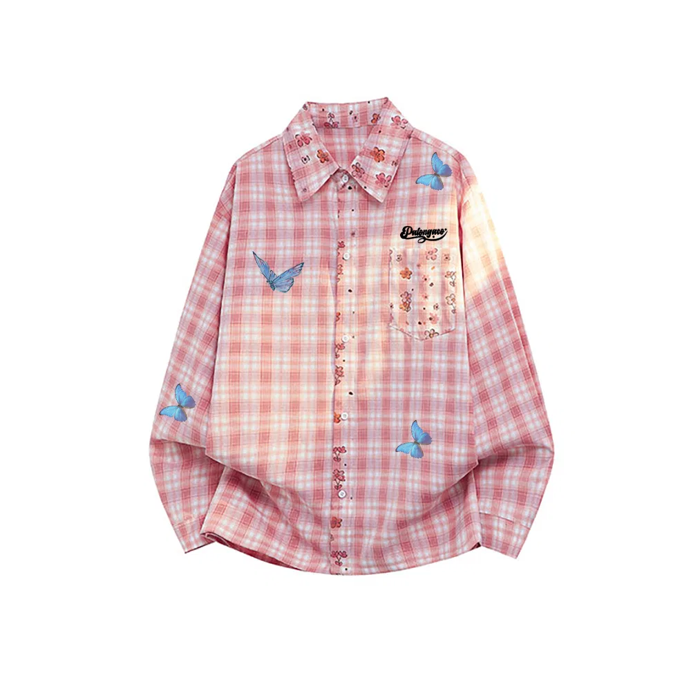 Детская рубашка с отложным воротником и принтом Shirts Unisex Lapel Moderate Other, PAL ONGACO, Pink