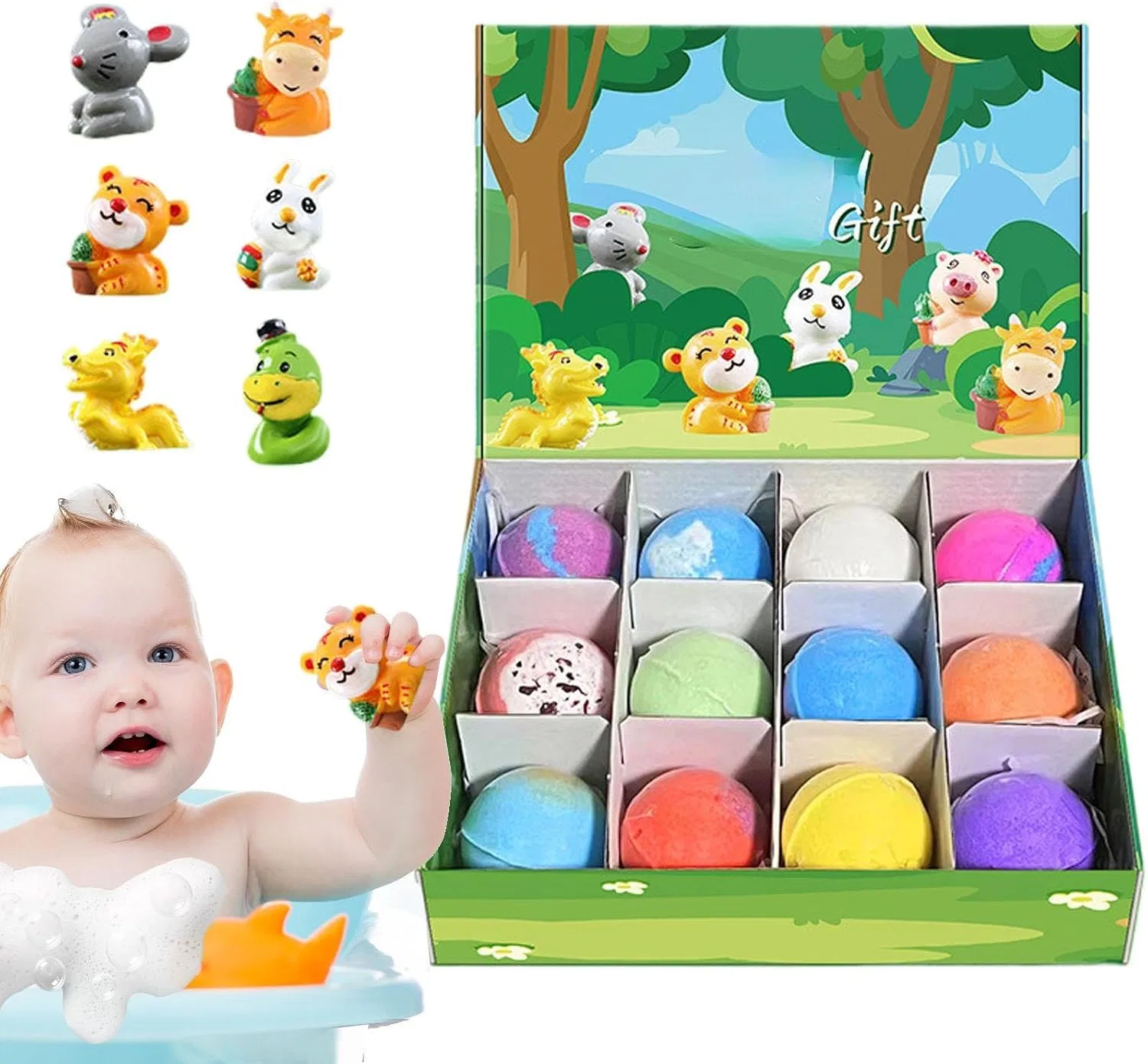 Набор бомбочек для ванны, 12 шт с игрушкой, caiduos, Bunt