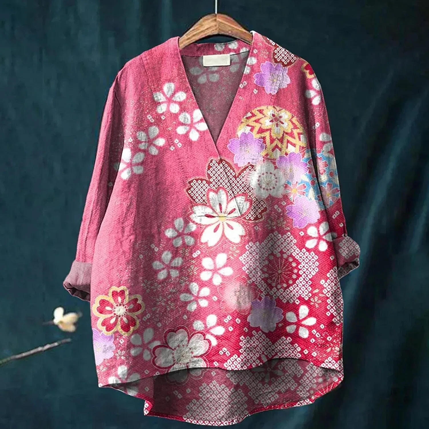 Женская блуза с принтом Small Western Casual Layered, Pink-g — фото 2