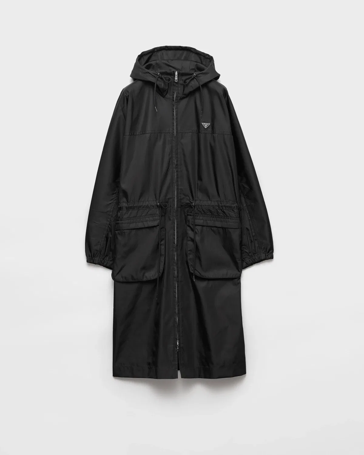 Куртка-дождевик с капюшоном Re-Nylon Prada, черный