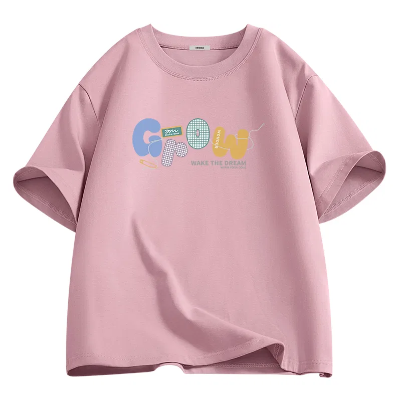 Детская футболка унисекс с круглым вырезом MINISO, Heather Gray Pink
