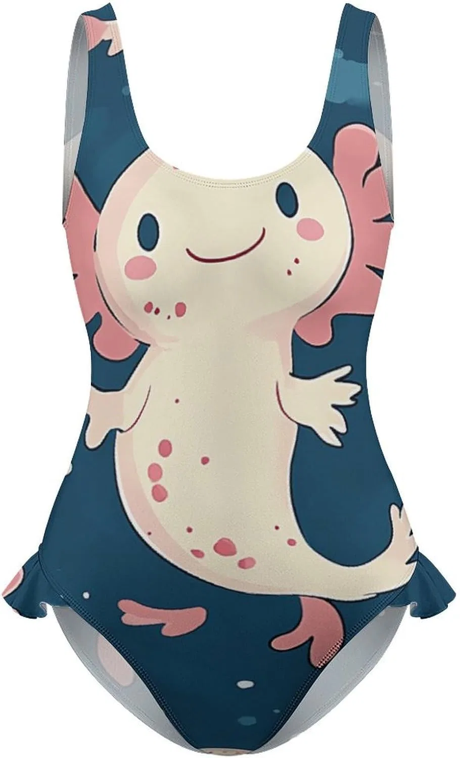 Женский однотонный купальник с воланами One Piece, Pink Axolotl