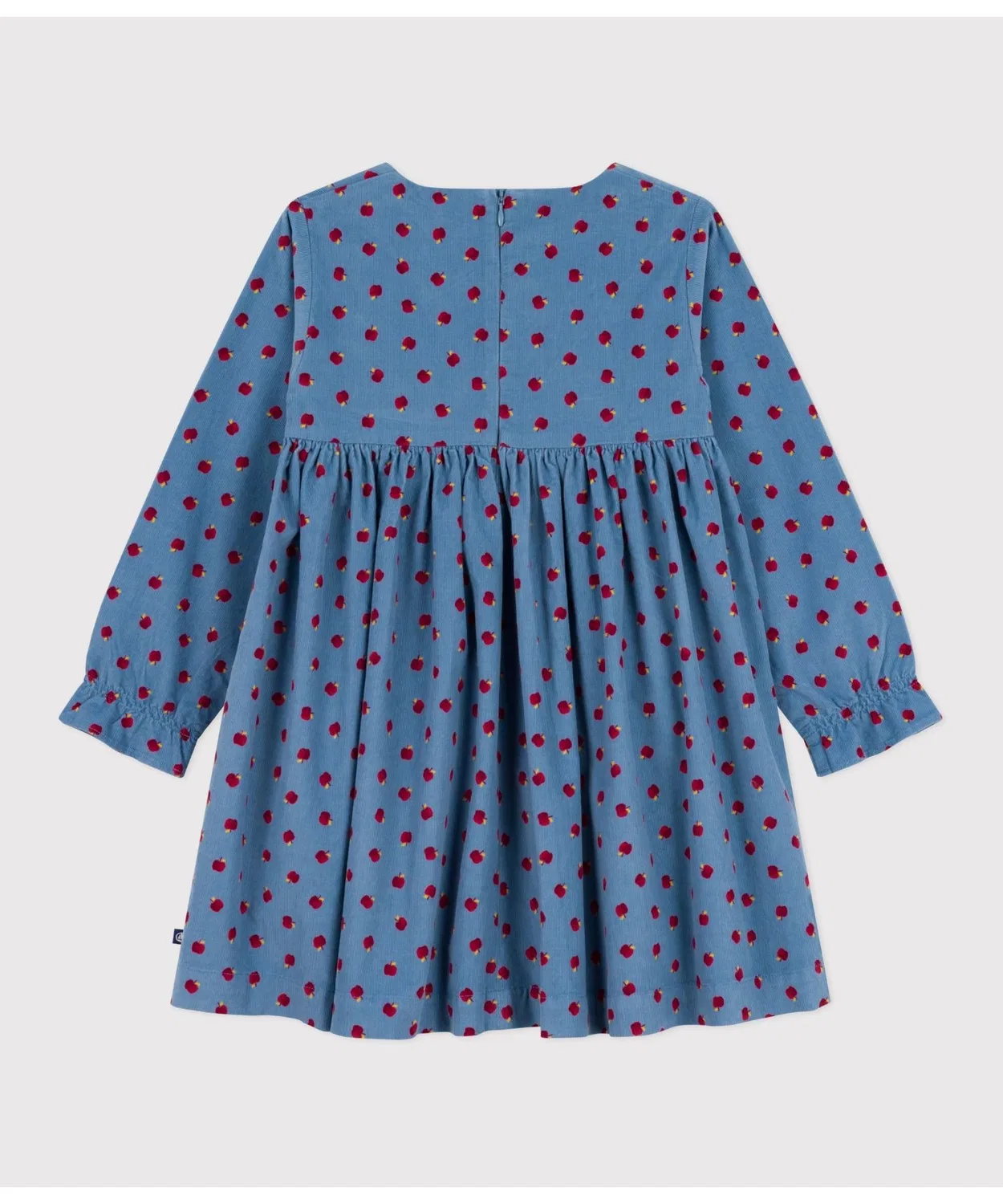 Детское платье с длинным рукавом с яблочным принтом, модель Apple Print PETIT BATEAU, Light Blue — фото 4