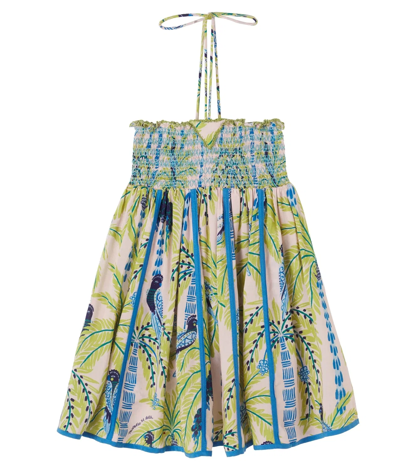 Платье с принтом Green Mini Palmrott Poupette St Barth Kids, бежевый