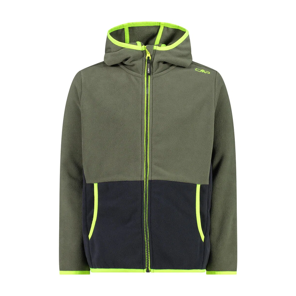 Детская флисовая куртка с капюшоном Kid Fix Hood Jacket Cmp, Цвет Olivgrun / Silbergrun