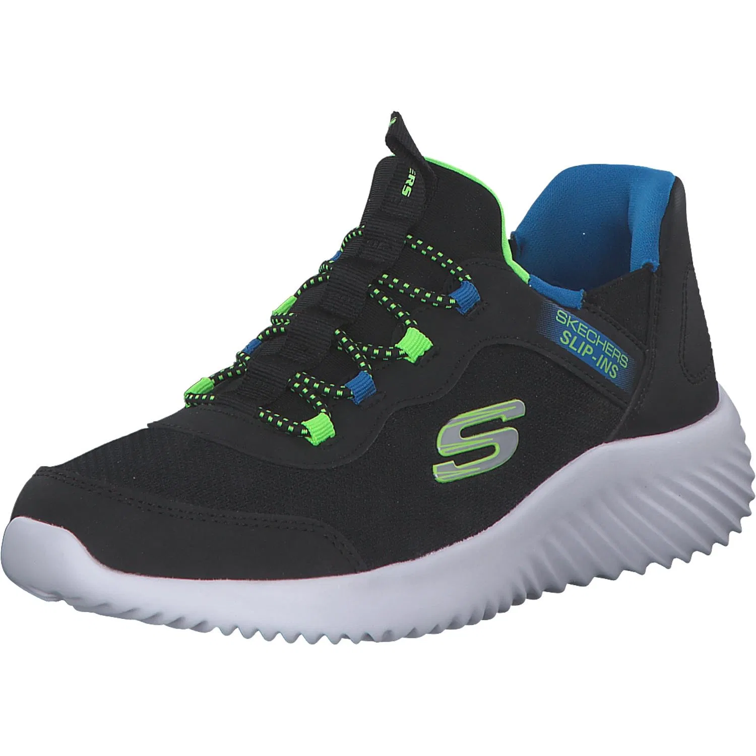 Детские кроссовки для мальчиков с технологией Slip-in Brisk-burst Bounder Skechers, Black Lime