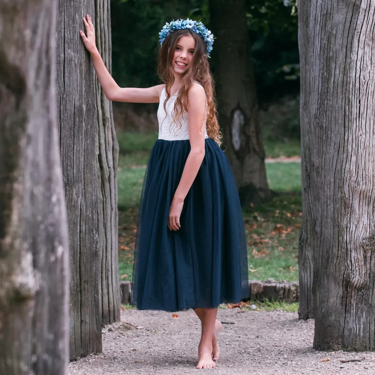 Платье в стиле бохо Bohemian classic dress Uk Flower Girl Boutique, Navy — фото 4
