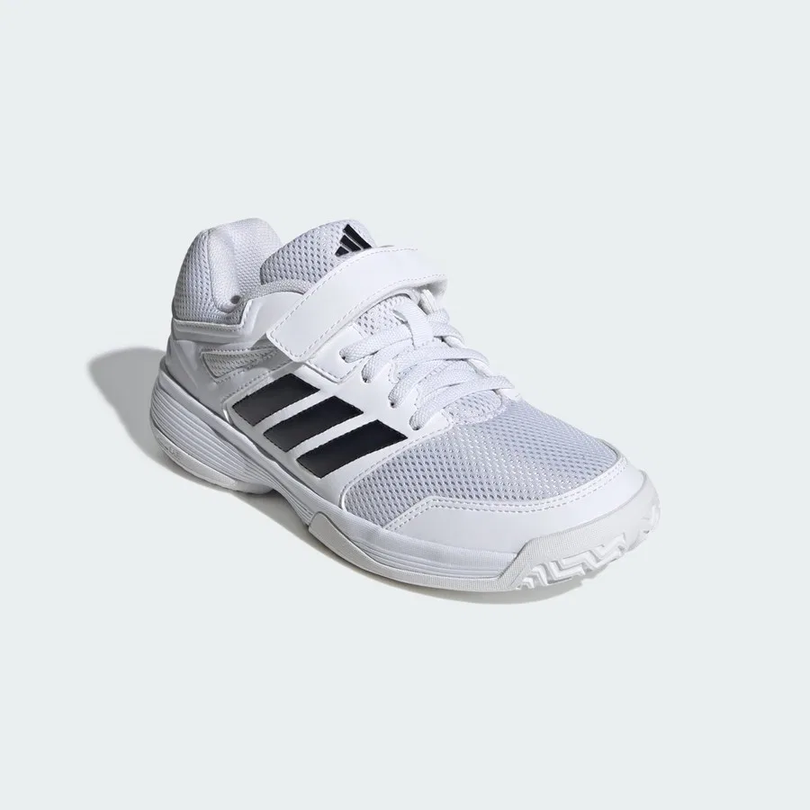 Кроссовки детские с липучкой и шнурками Speedcourt Indoor Shoes adidas, Бело-черный — фото 3