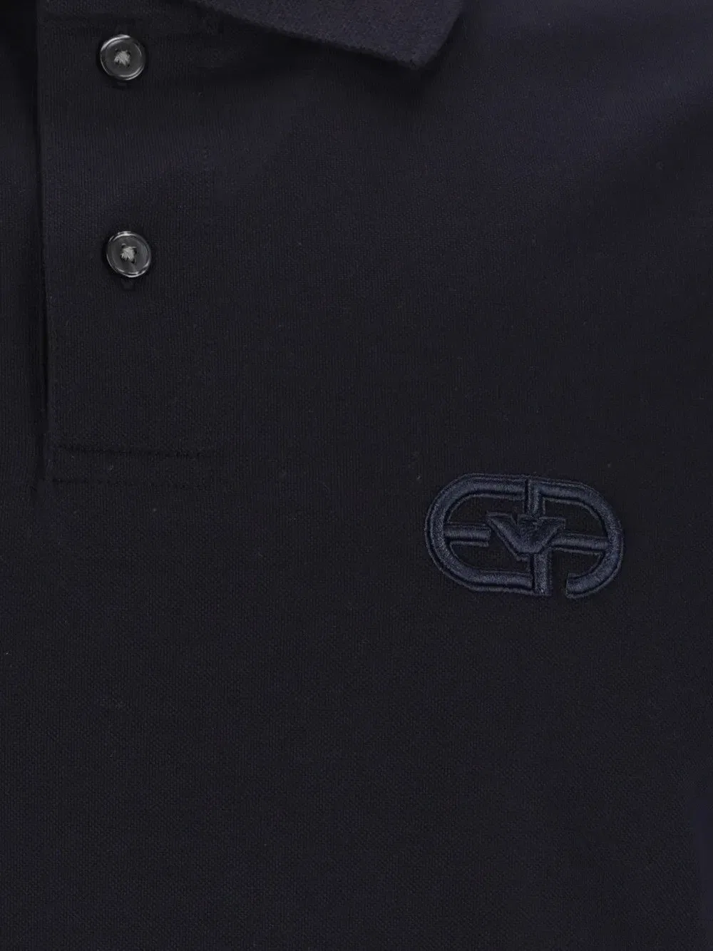 Трикотажная футболка-поло с рельефной вышивкой логотипа EA Emporio Armani, синий — фото 3