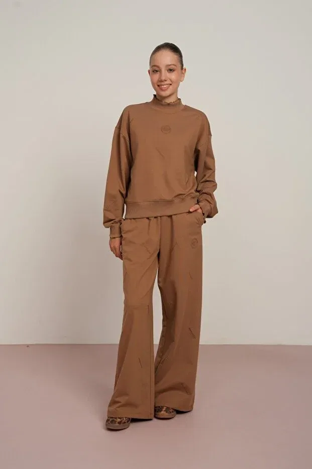 Детский комплект для девочек с графическим принтом Hausekids, Camel