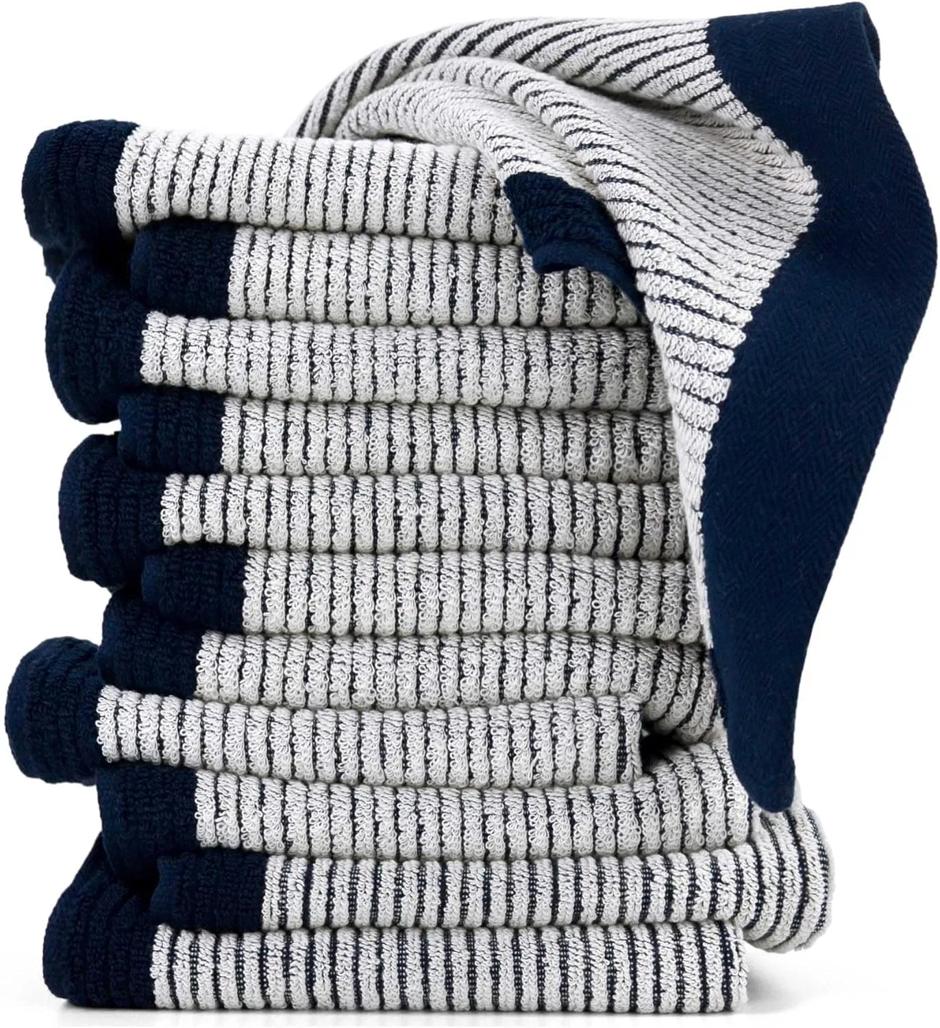 Махровая салфетка для лица и тела Cleanbear, набор 12 шт, 33x33 см, Navy/Blue