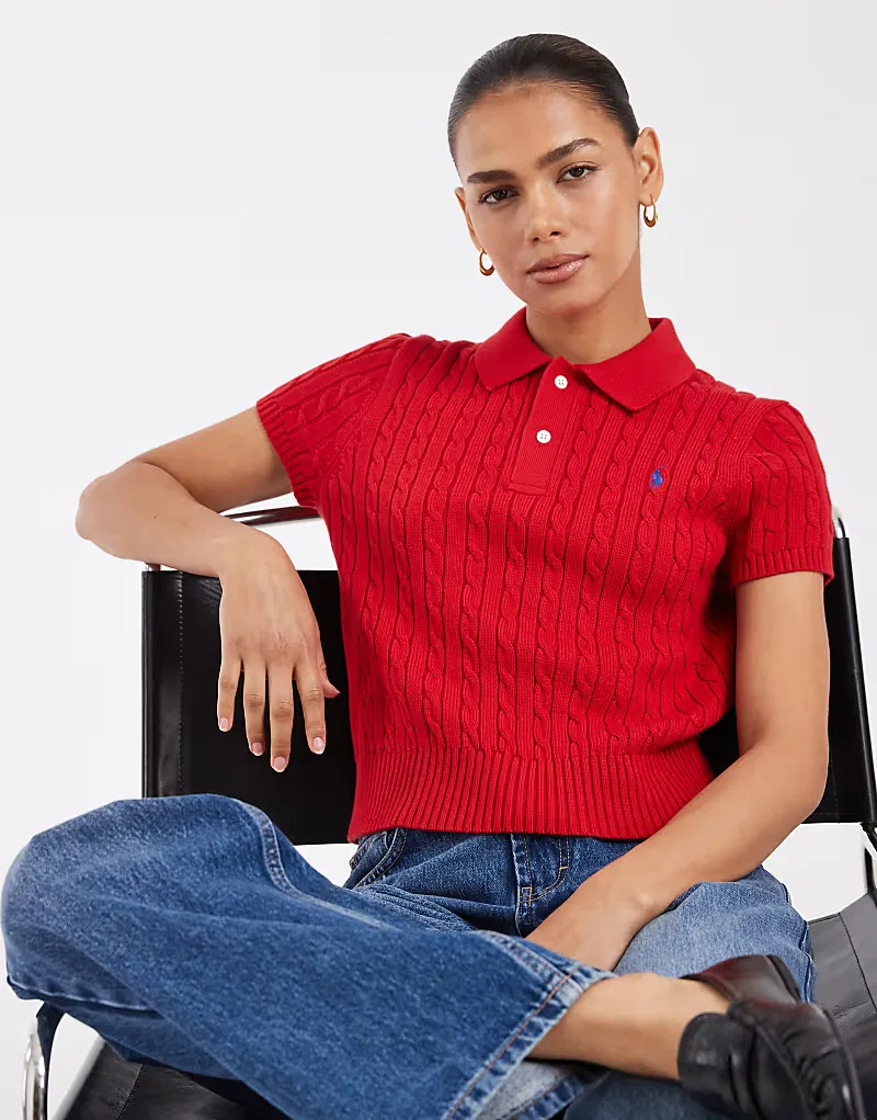 Пуловер Polo Ralph Lauren с коротким рукавом, красный