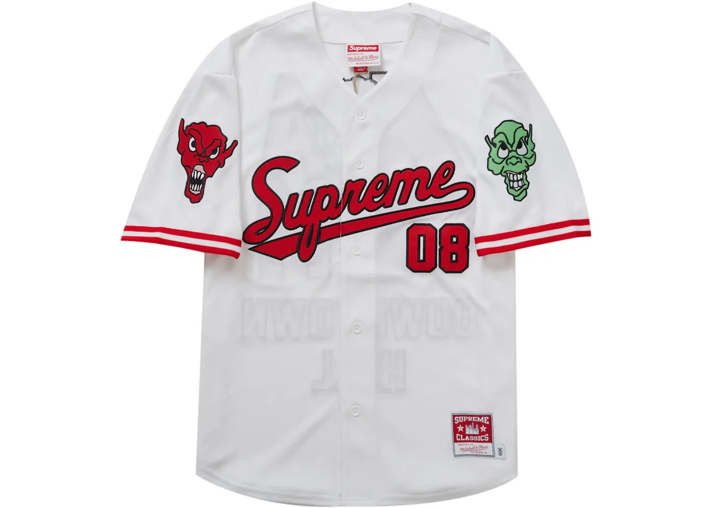 Мужская бейсбольная джерси с принтом Mitchell & Ness Downtown Hell Supreme, White