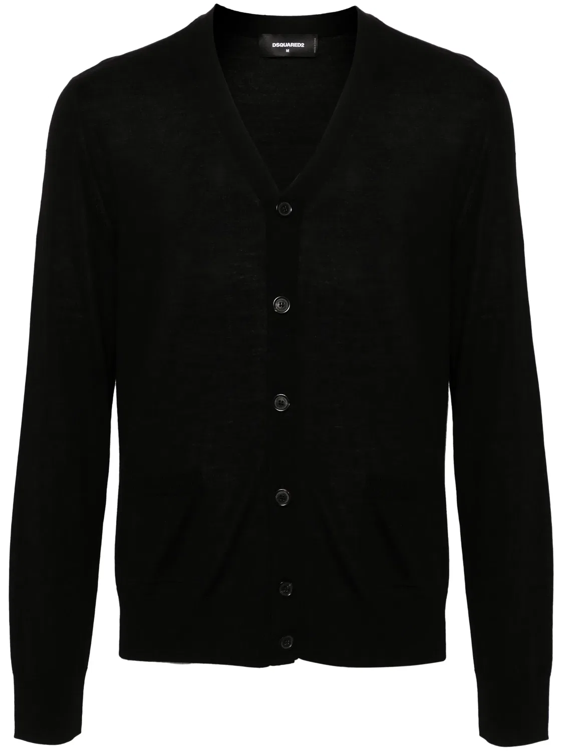 Кардиган из virgin wool с вышитым логотипом DSQUARED2, черный