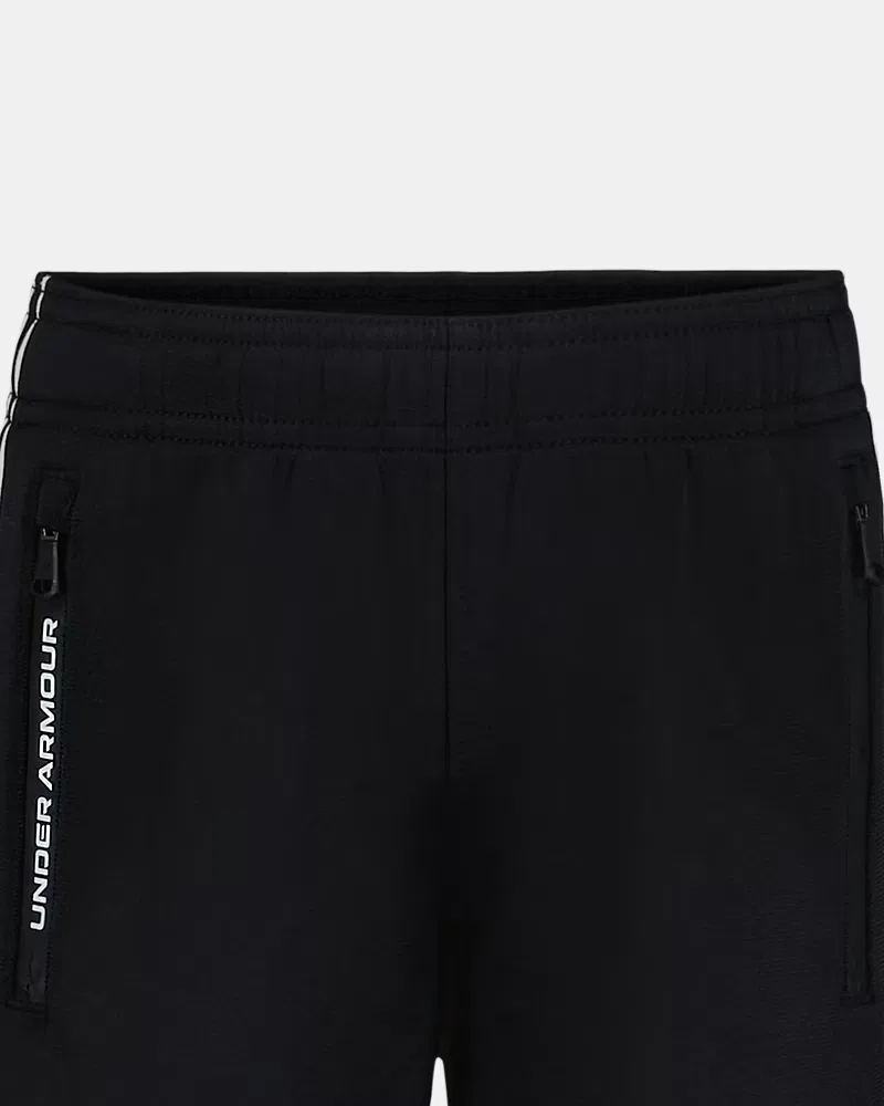 Брюки детские с эластичным поясом и карманами на молнии UA Pennant 3.0 UnderArmour, Black/Stone — фото 2