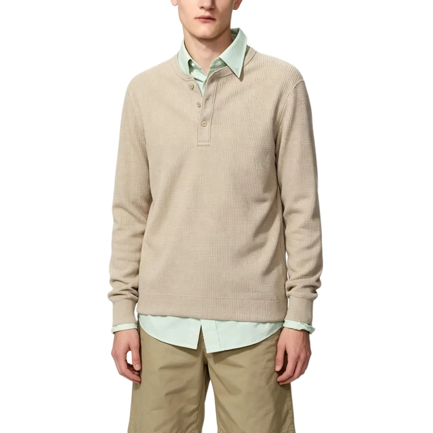 Футболка унисекс 32 Beige Henry Collar UNIQLO, Beige