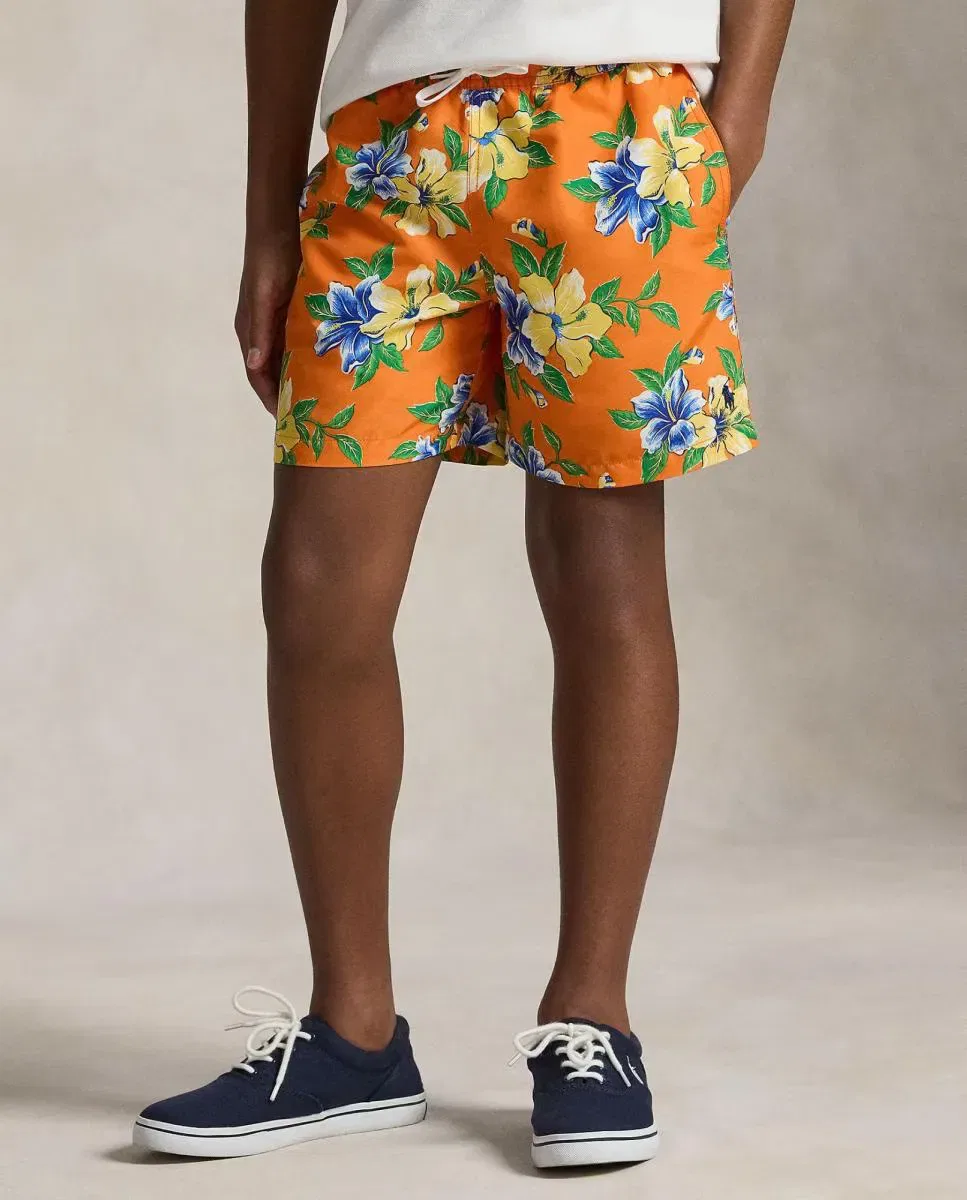 Детские плавки-бермуды для мальчиков с принтом Tropical Flowers Polo Ralph Lauren, Orange — фото 2
