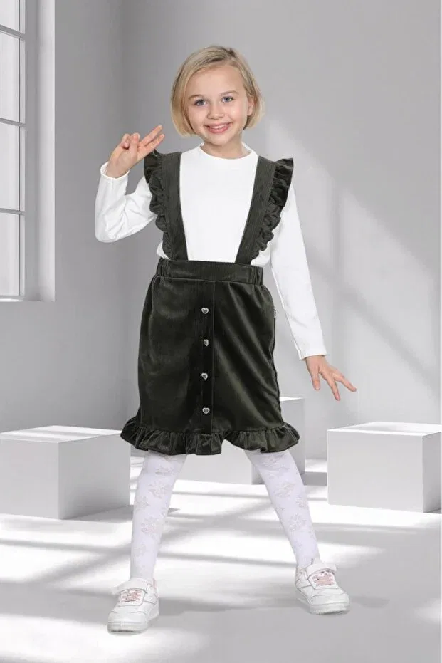 Детское платье для девочек с воланами Mhk Burç Bebe, Khaki
