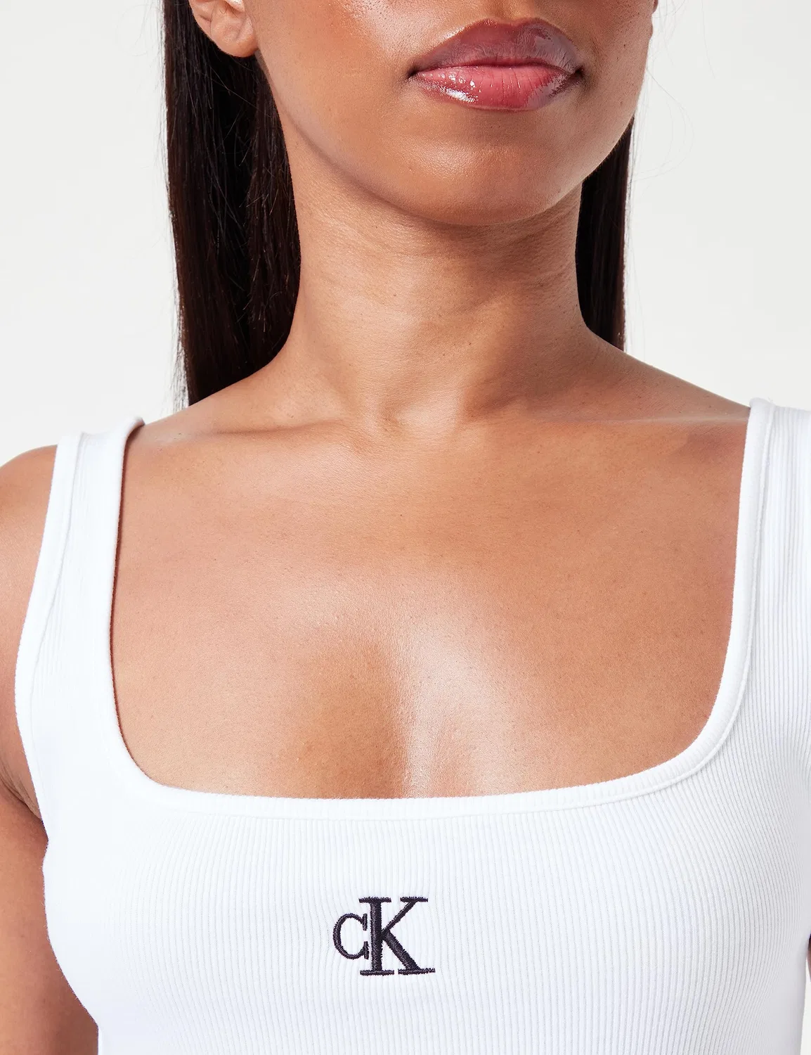Женский топ с ребристой текстурой Calvin Klein, Bright White — фото 4