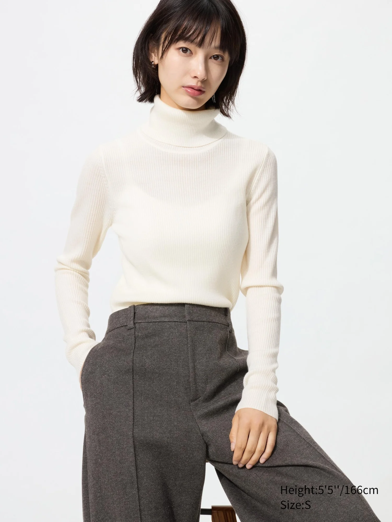 Водолазка Uniqlo 100% Merino Ribbed, 01 кремовый