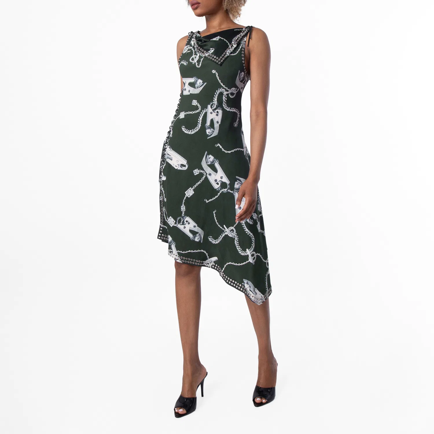 Платье без рукавов Knight Hardware Printed Sleeveless Dress Burberry, Silver/Green