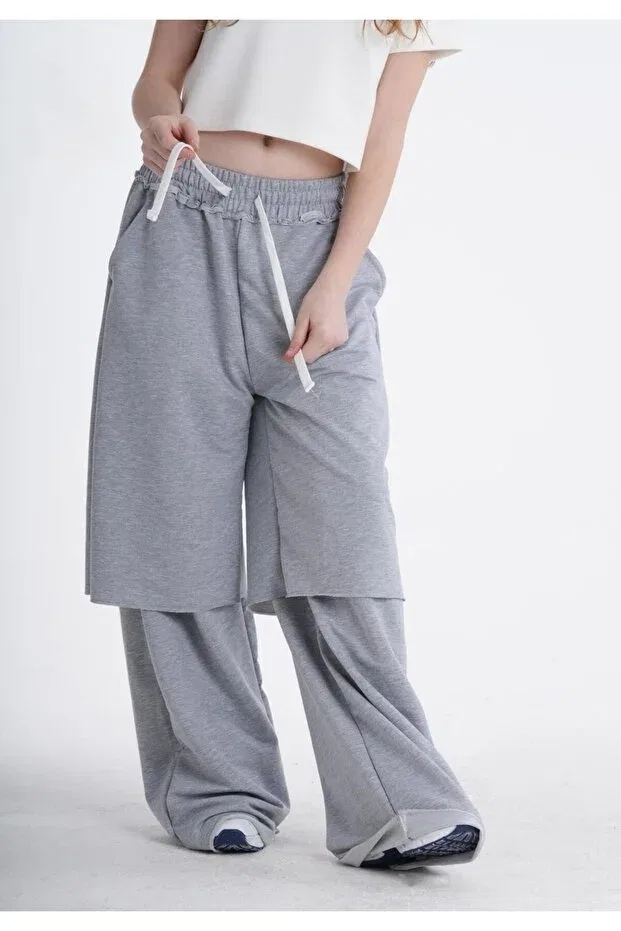 Детские спортивные штаны для девочек свободного кроя Haykids, Gray — фото 3