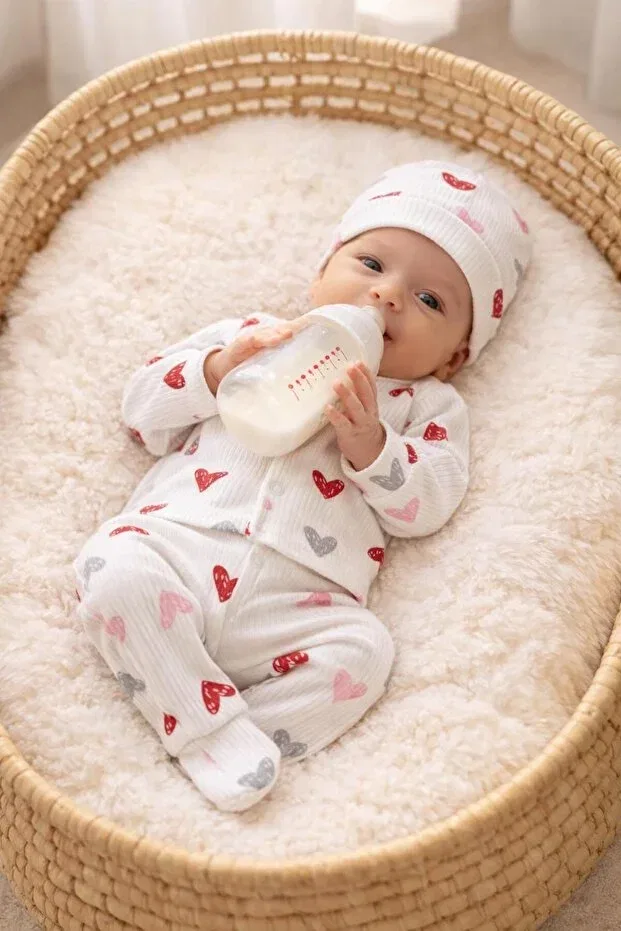 Детский комплект боди для новорожденных хлопковый Bys Baby Fashion, Heart Magenta — фото 4