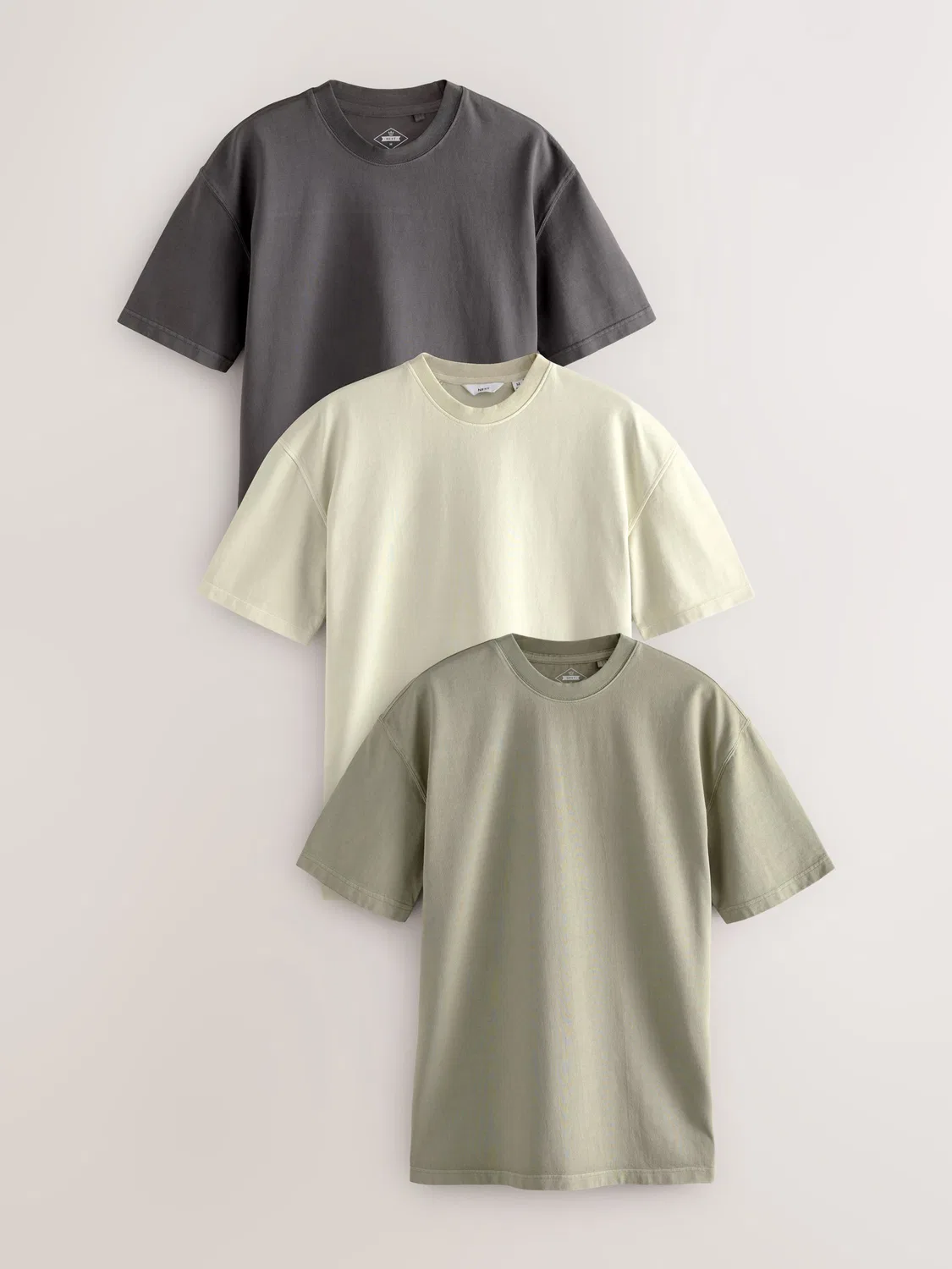 Футболка Relaxed Fit 3-pack Next, Charcoal Grey/Green/Ecru