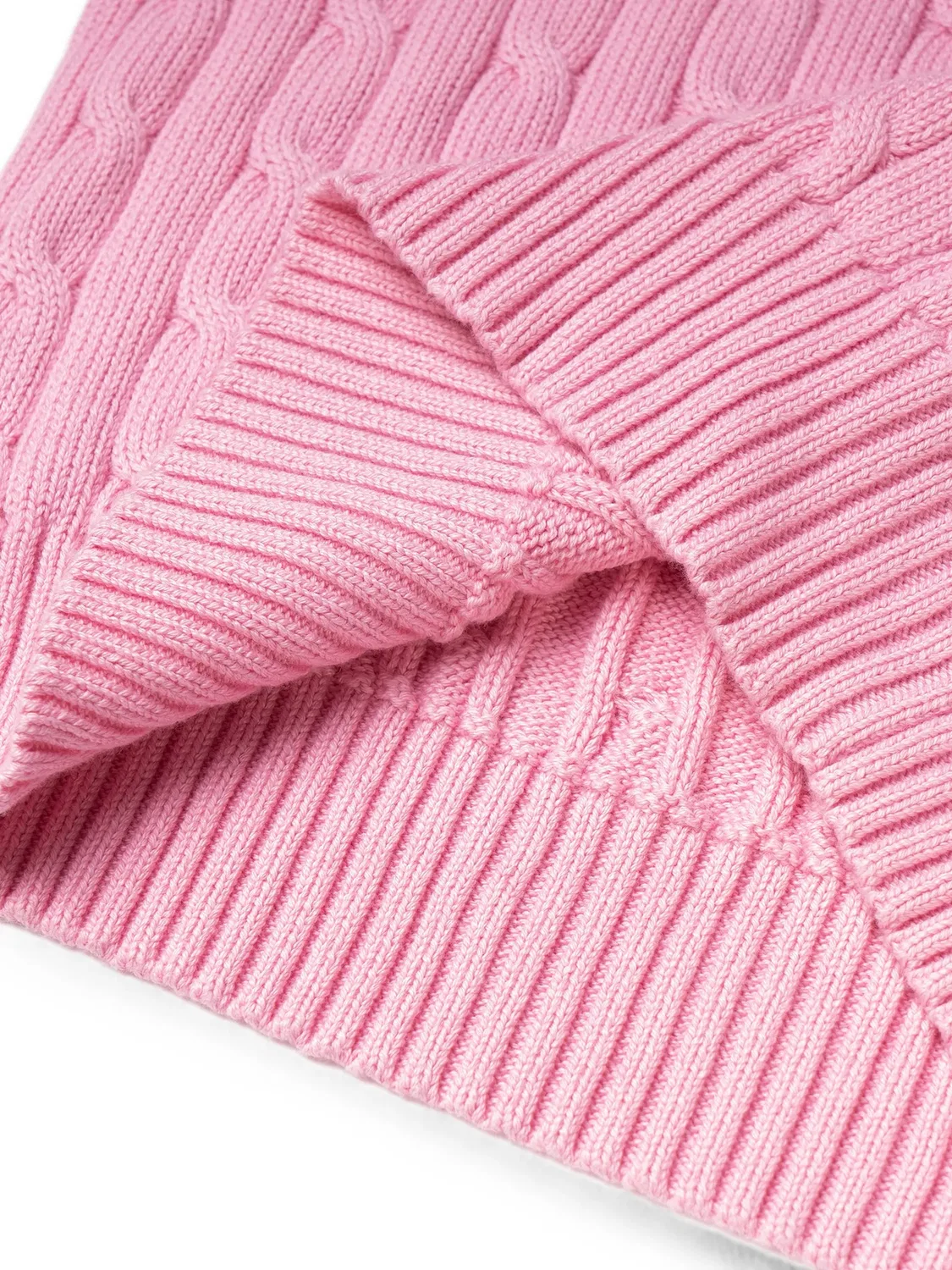 Свитер фактурной вязки с V-образным вырезом Polo Ralph Lauren, розовый — фото 4