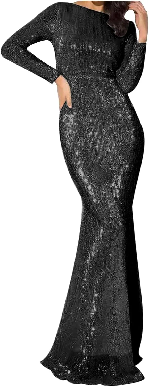 Женское вечернее платье с пайетками Bodycon, Black