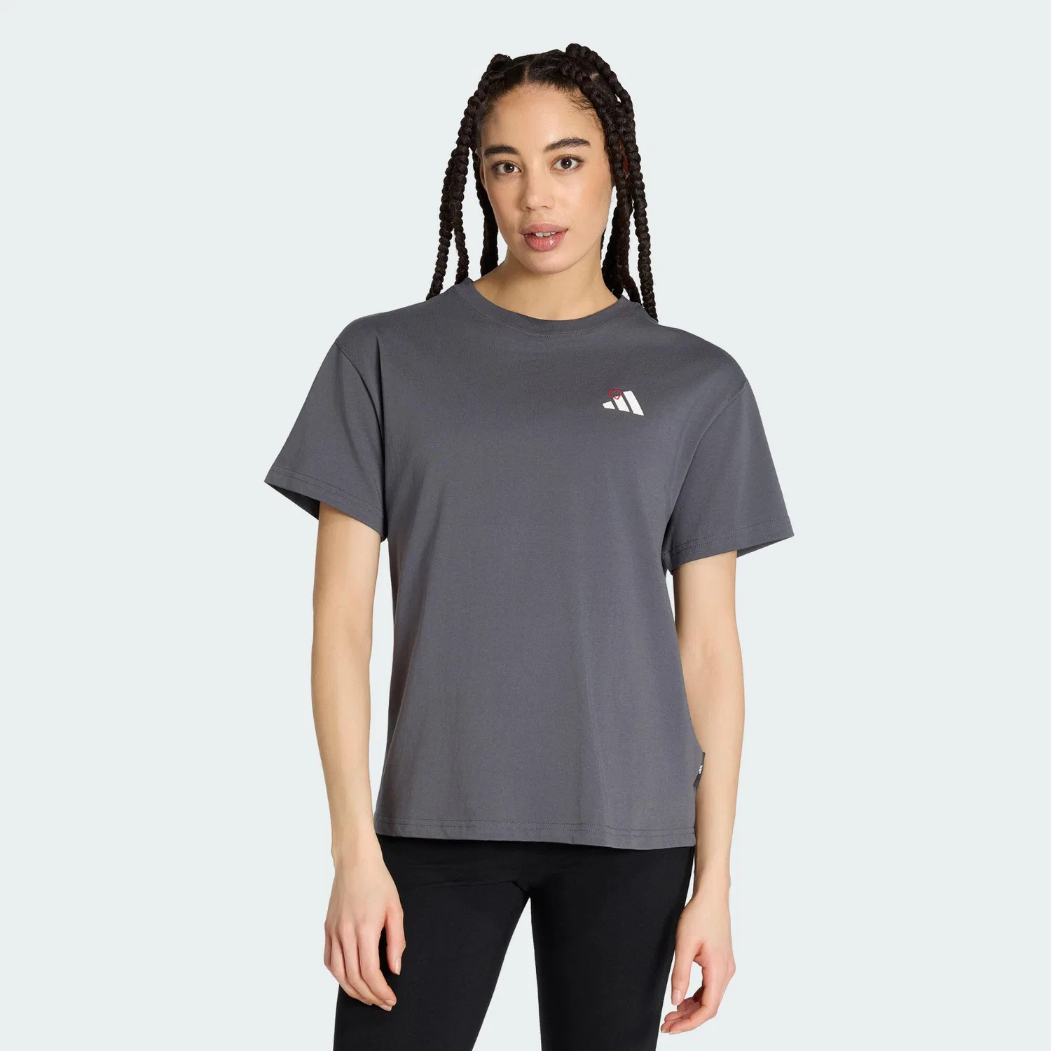Мужская свободная футболка с принтом Embroidery Pack Grafik T-Shirt Adidas, Dunkelgrau