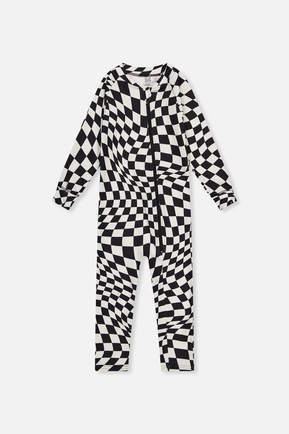 Детский комбинезон-термобелье с принтом Deux par Deux, White Checkered Print