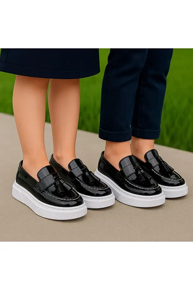 Детские туфли для девочек с кисточками Jojo Kids, Black Patent Leather