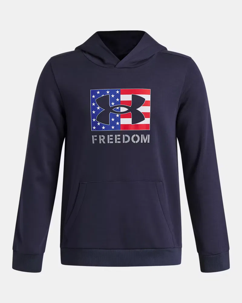 Худи для мальчиков из хлопкового флиса с начесом UA Freedom Big Flag Logo UnderArmour, Midnight Navy/Steel