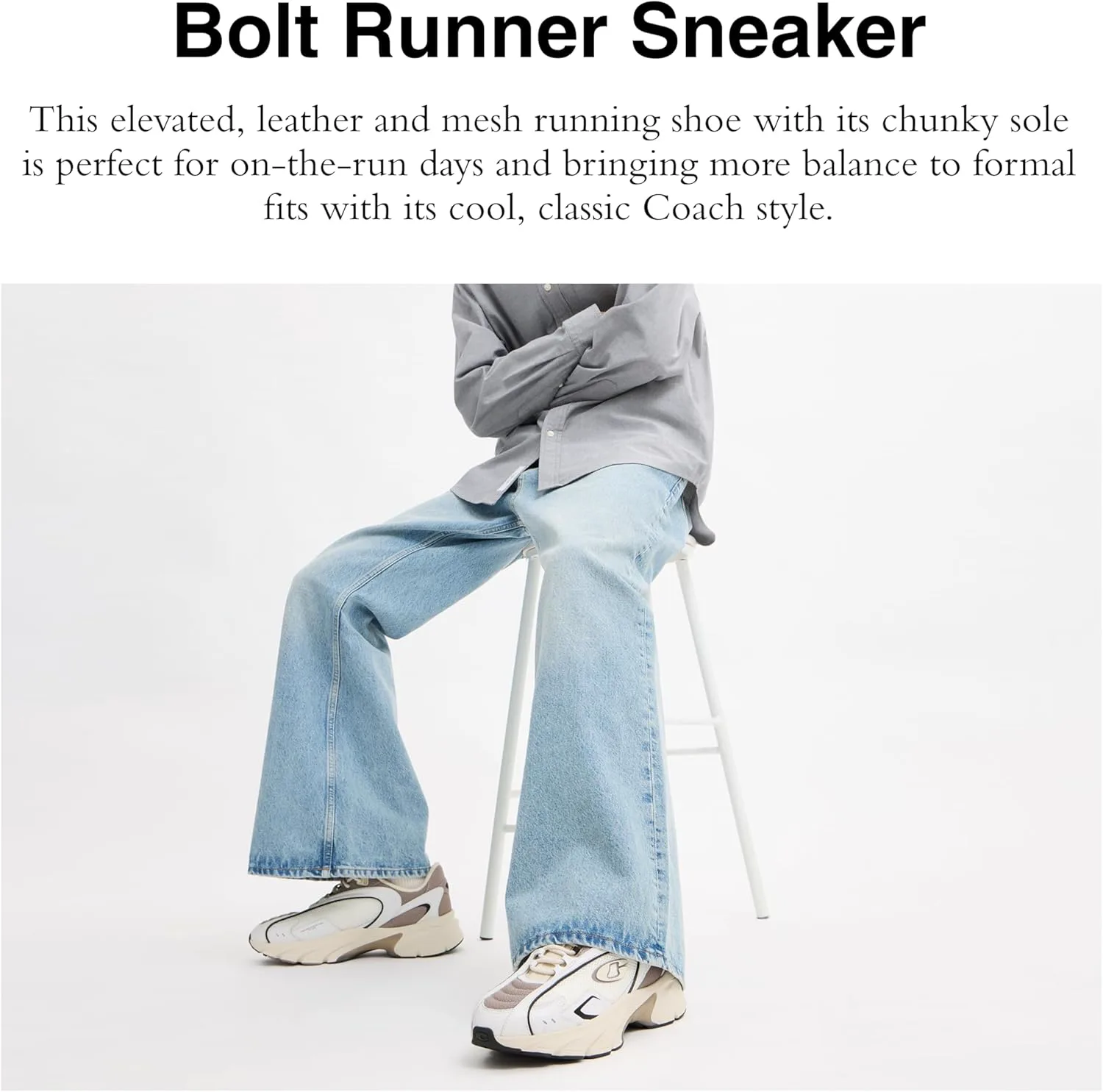 Кроссовки мужские Coach Bolt Runner, светло-серый — фото 3
