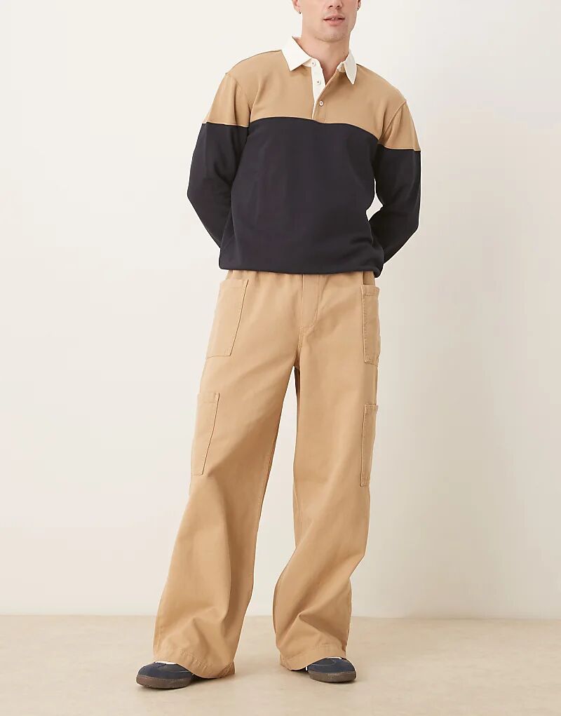 

Брюки-карго ASOS DESIGN из твила очень мешковатого кроя коричневого цвета