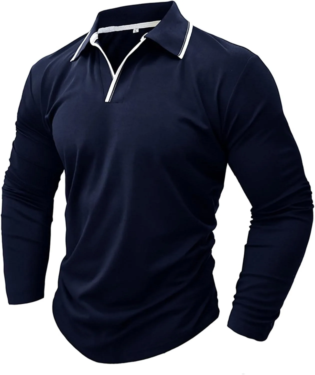 

Мужская футболка-поло с V-образным вырезом, длинный рукав, приталенный силуэт evzosrz