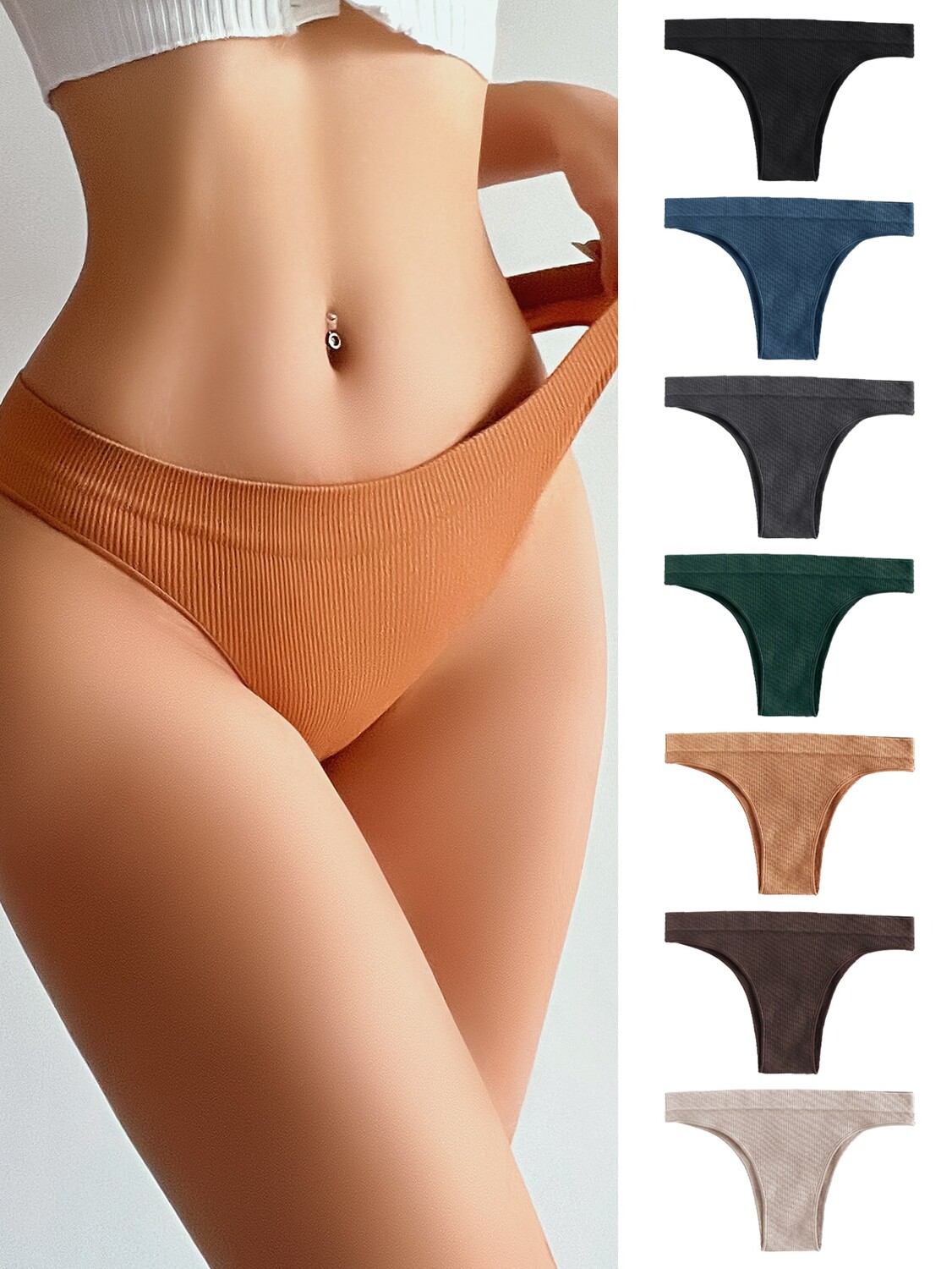 

Shein Underwear&Sleepwear Basics Однотонное бесшовное нижнее белье, 7 шт Shein, мультиколор