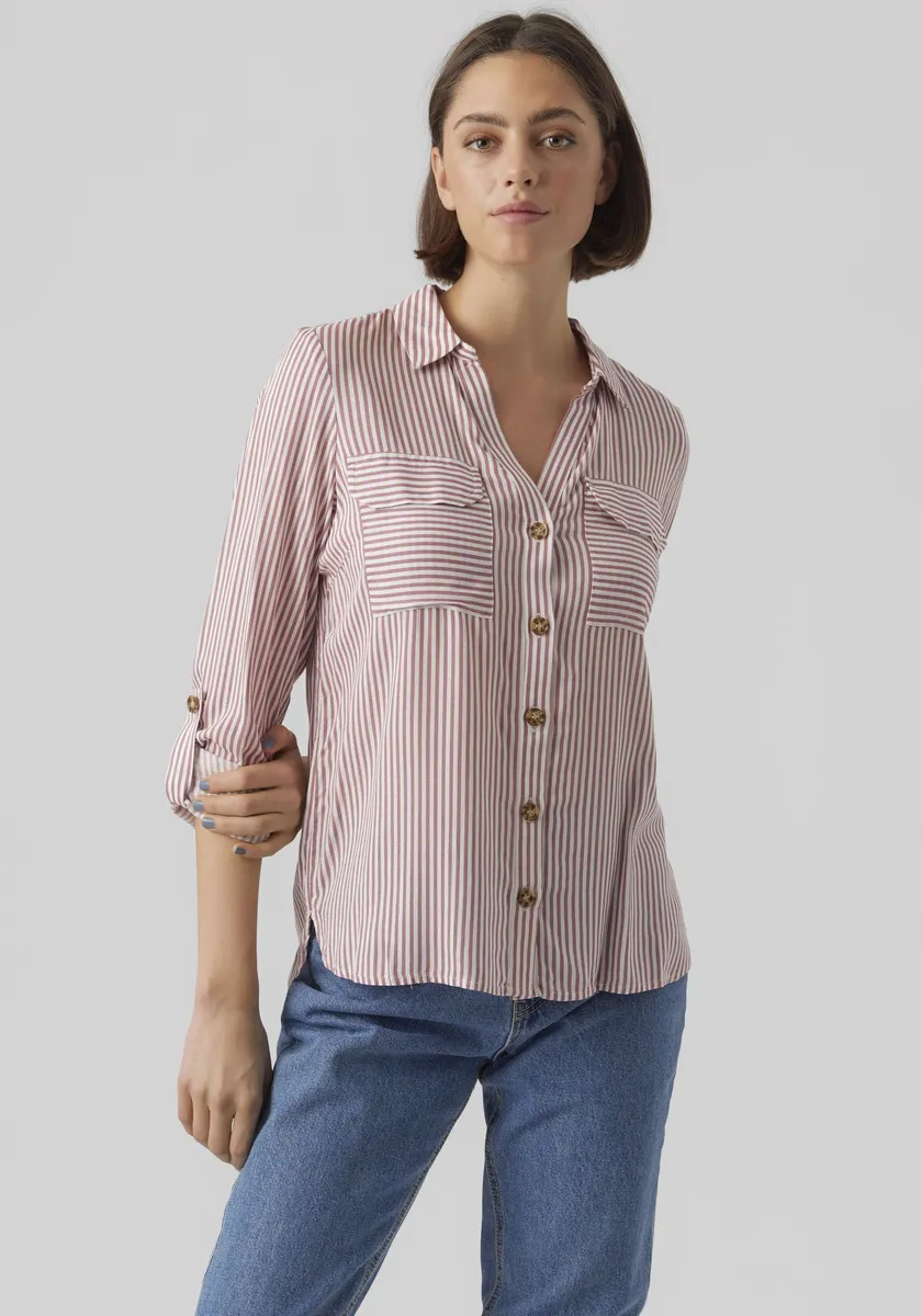 

Блуза-рубашка Vero Moda "VMBUMPY L/S SHIRT NEW WVN GA NOOS", цвет Snow White Rose Stripes