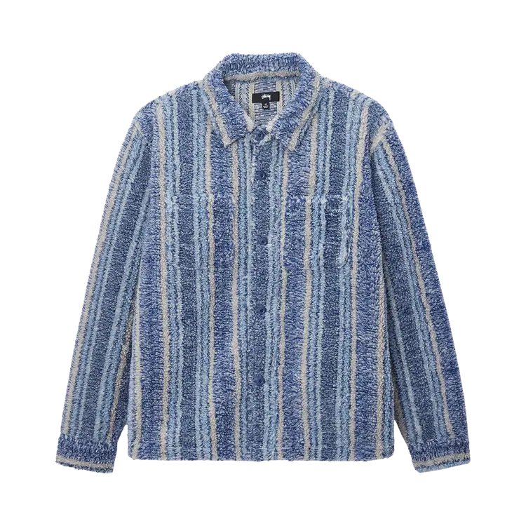 

Рубашка Stussy Stripe Sherpa 'Indigo', синий