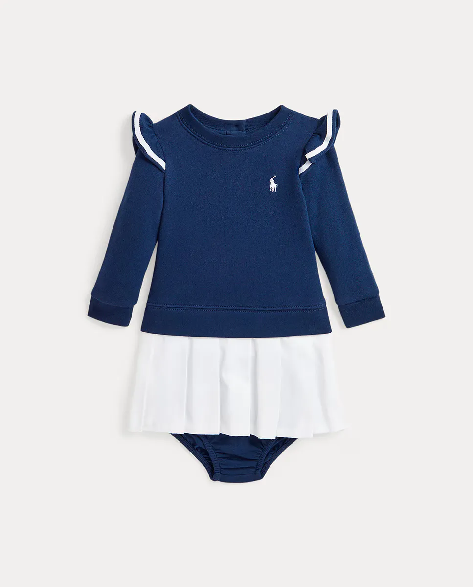 

Платье для девочки в сочетании с юбкой с принтом Polo Ralph Lauren, тёмно-синий