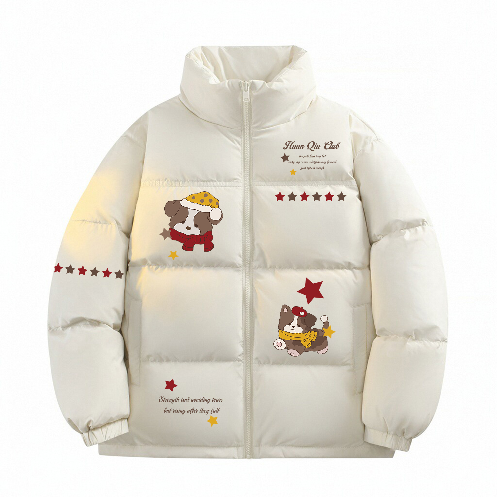 

Пуховик Unisex с воротником стойкой утепленный HUANQIU, бежевый оранжевый